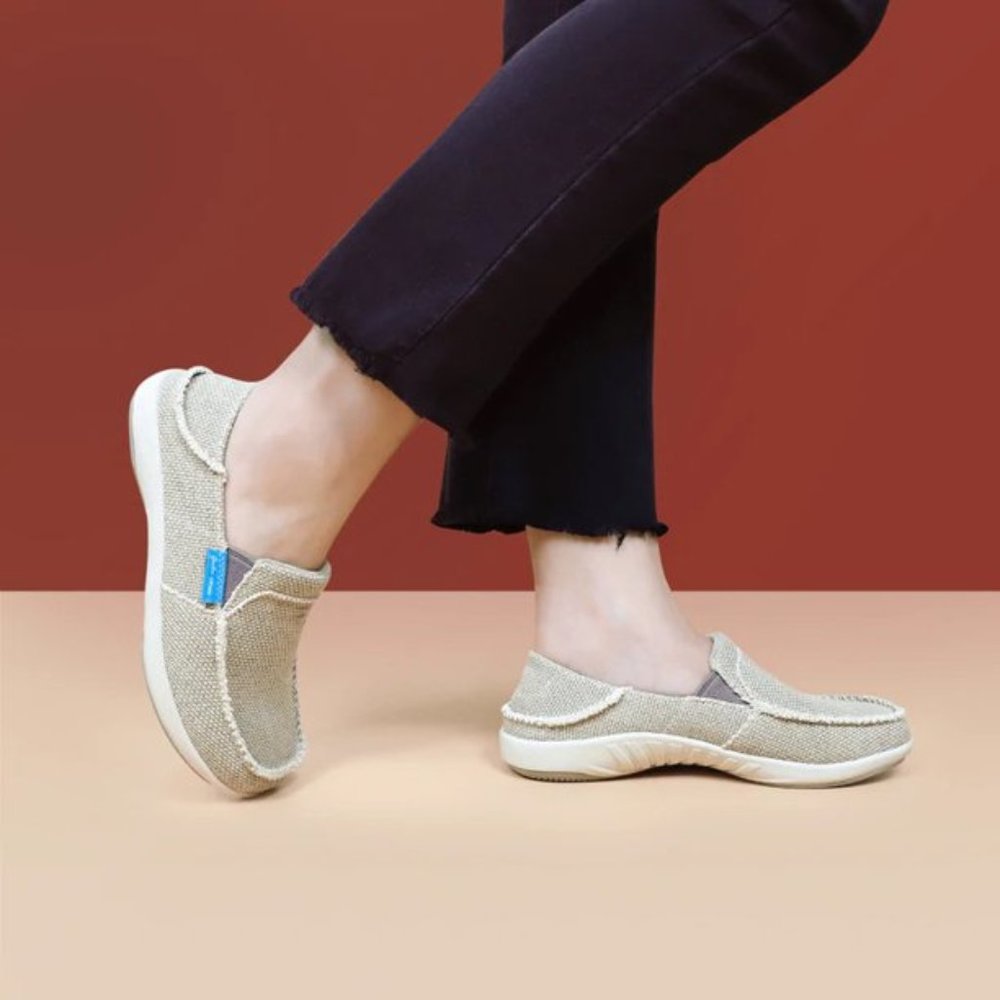 GeckoMan Women Arch Support Loafer Shoes -Cream Canvas